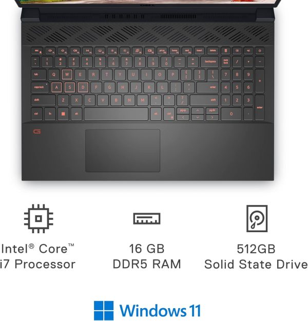 Dell G15 5520 15.6 Inch Gaming Laptop – 1080p FHD 120Hz Display, Intel Core i7-12700H, 16GB DDR5 RAM, 512GB SSD, NVIDIA Geforce RTX 3060 6GB GDDR6, Intel Wi-Fi 6, USB C, Windows 11 – Dark Shadow Grey - Image 2