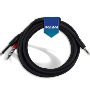 Short 3.5mm Stereo to Dual 1/4" Mono (Male) Breakout Cable