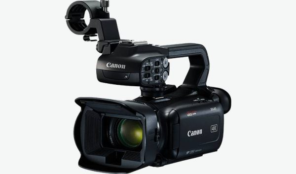 Canon XA40 4 K camera in camera cage